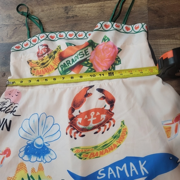 Paradise Crab Print Spaghetti Strap Flowy Maxi Boho Dress Size XL - Picture 7 of 10